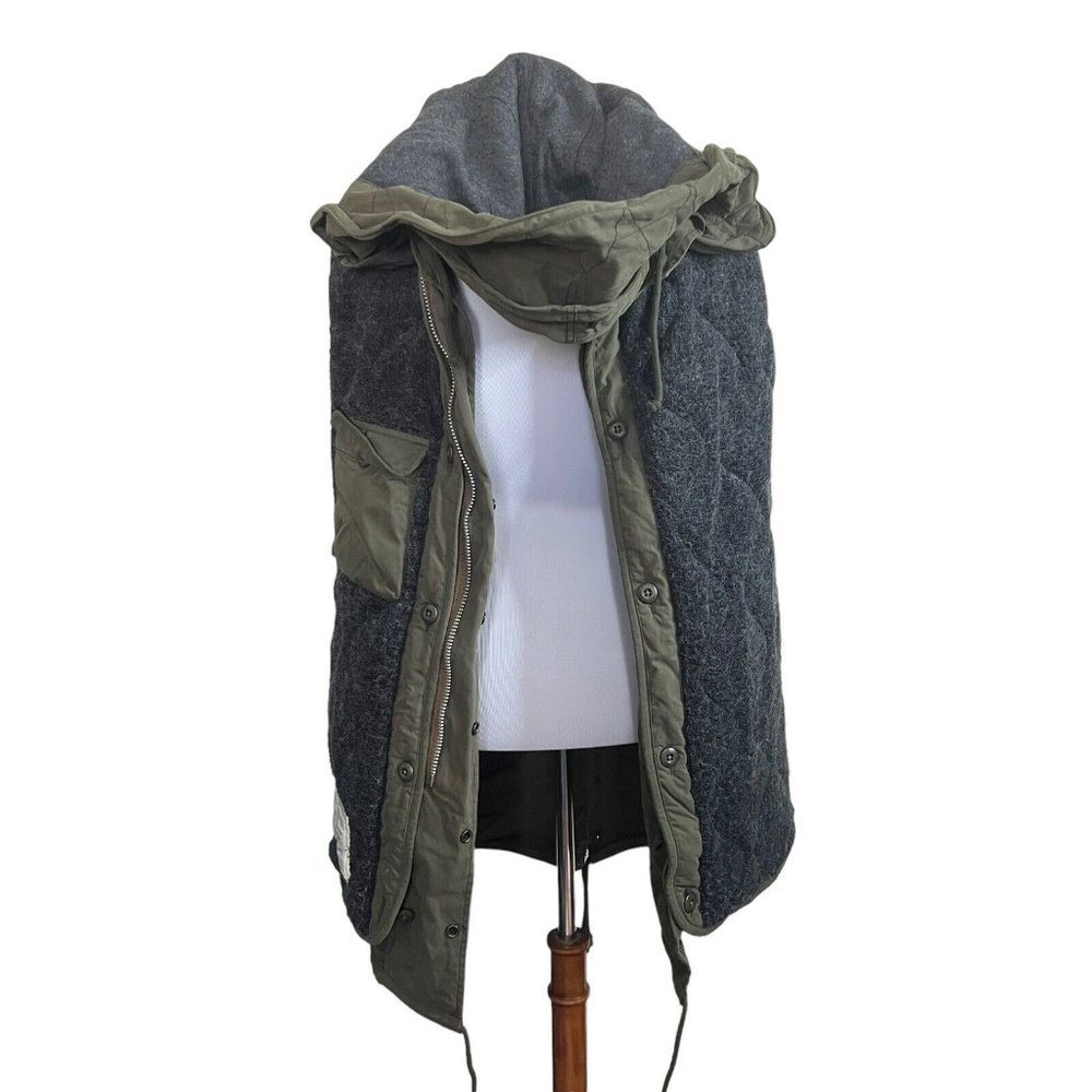 ARITZIA TNA Military Edition Hooded Wire Frame Parka Coat 3-1 Green L Large - Picture 4 of 11